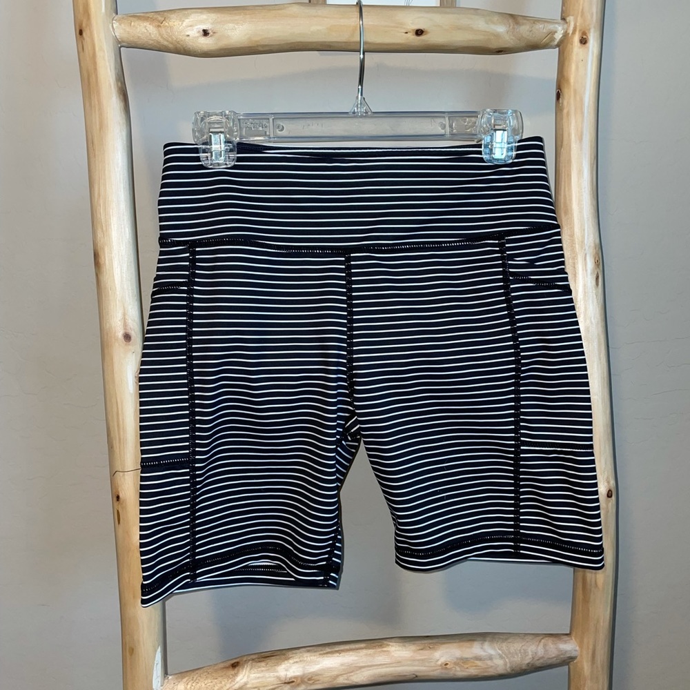 Pinstripe biker shorts